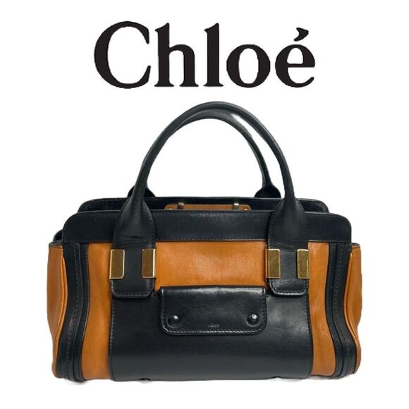 Chloé Leather Alice Shoulder‎ Crossbody Bag - Black and Brownish Orange - Picture 1 of 7